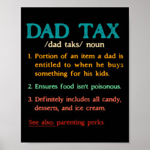 Vintage Dad Tax Definition Funny Father's Day Matc Poster