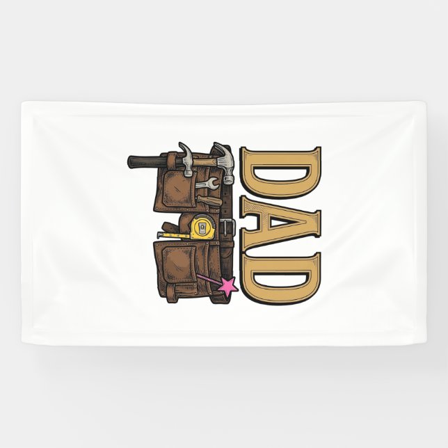 Vintage Dad Tool Belt Fathers Day Banner (Horizontal)