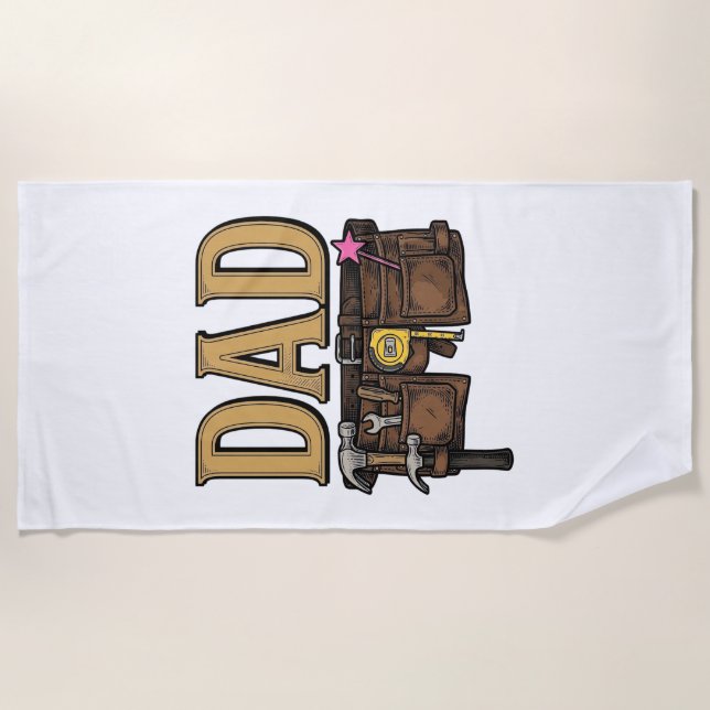 Vintage Dad Tool Belt Fathers Day Beach Towel (Front)
