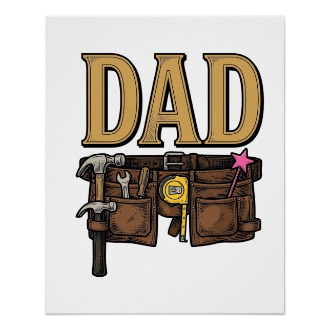 Vintage Dad Tool Belt Fathers Day Poster (Front)