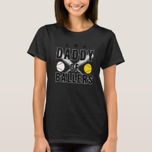 Vintage Daddy Of Ballers  Baseball Softball Love T-Shirt