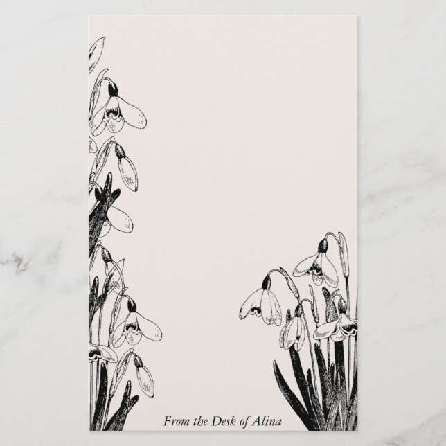 Vintage Daffodil Flowers Personalised Stationery (Front)