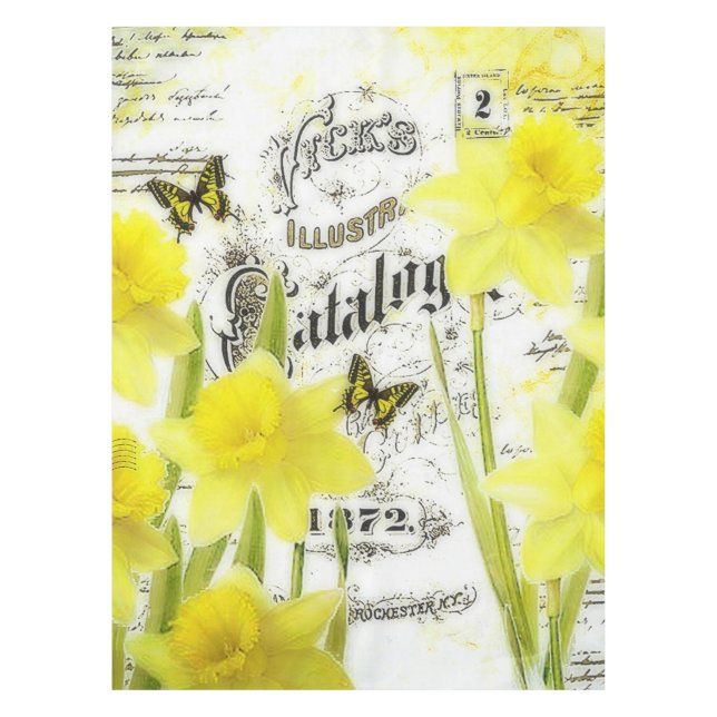 vintage daffodils tablecloth (Front)