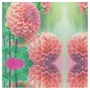 Vintage Dahlia Floral Fabric Design Pattern