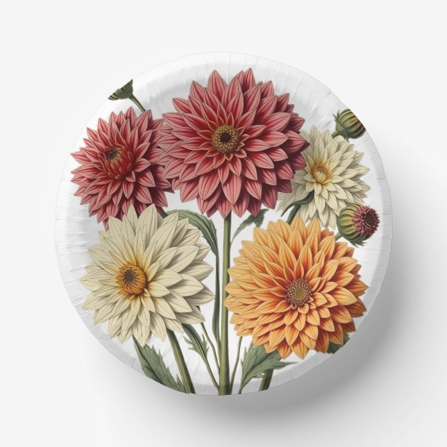 Vintage Dahlia Paper Plate (Front)