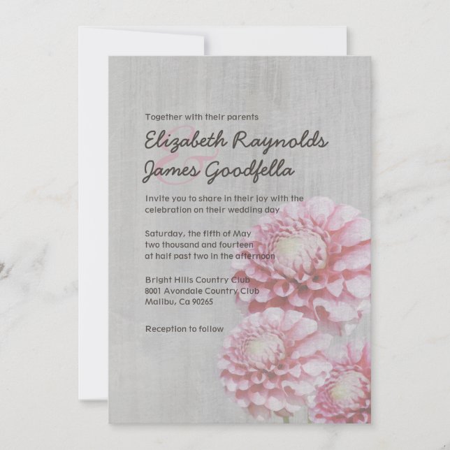 Vintage Dahlia Wedding Invitations (Front)
