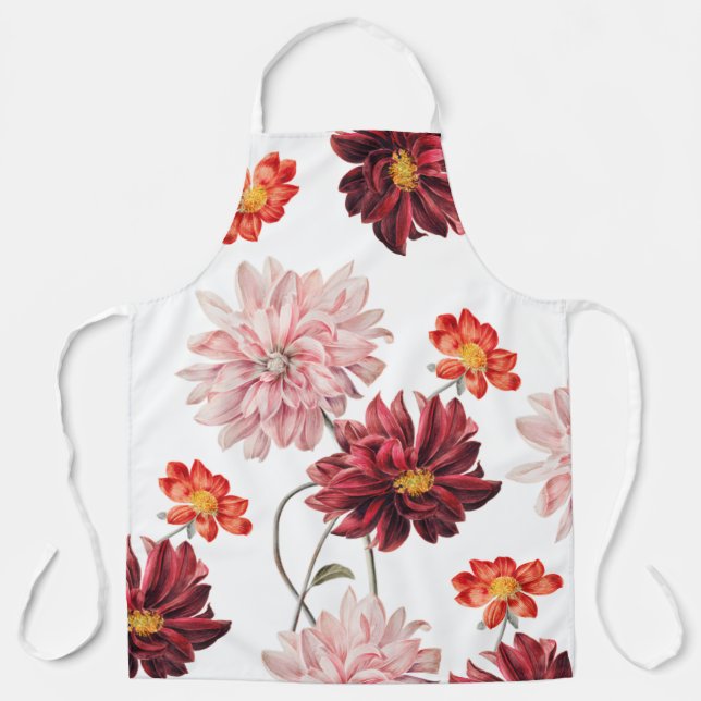 Vintage Dahlias botanical apron (Front)