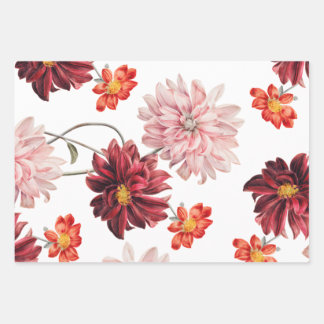 Vintage Dahlias botanical wrapping paper sheets