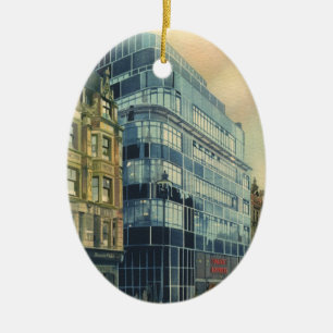 Vintage Daily Express Building on Fleet Street Ceramic Tree Decoration