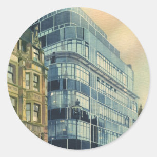 Vintage Daily Express Building on Fleet Street Classic Round Sticker
