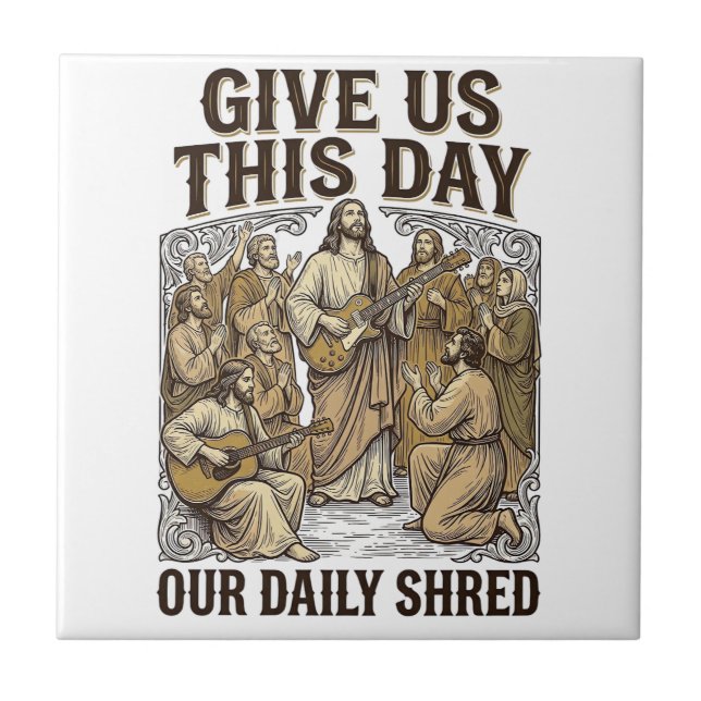 Vintage Daily Shred Religious Guitar Vector Tile (Front)