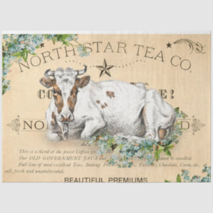 Vintage Dairy Cow Decoupage Tissue Paper