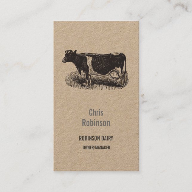 Vintage Dairy Cow Farmer Butcher Business Business Card (Front)