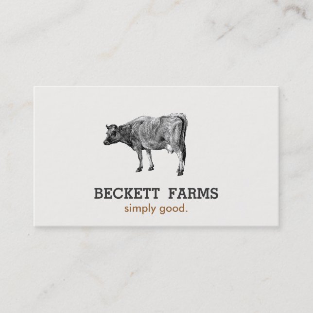 Vintage Dairy Cow Logo  Rustic Country Business Card (Front)