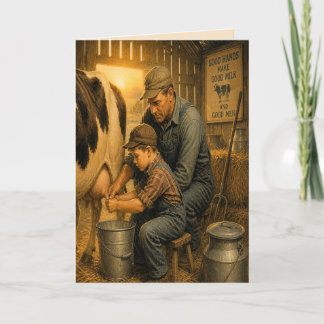 Vintage Dairy Farmer Father's Day Card