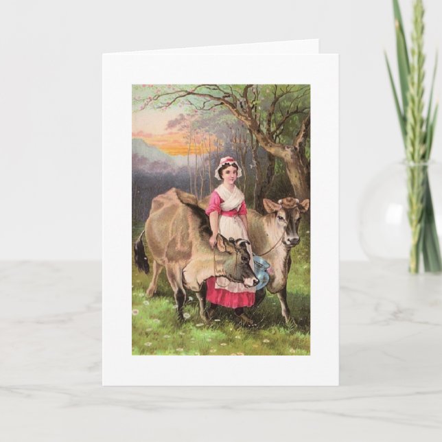 Vintage - Dairy Maid and Cows, Card (Front)