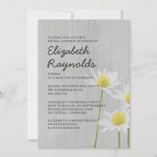 Vintage Daisies Bridal Shower Invitations (Front)