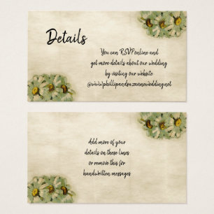 Vintage Daisies Floral Wedding Details Card