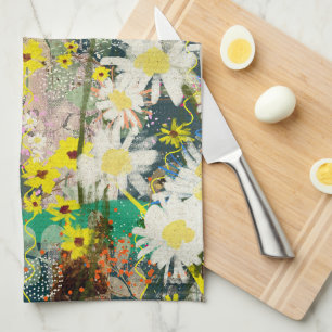 Vintage Daisies - Nature Inspired Floral Art - Tea Towel