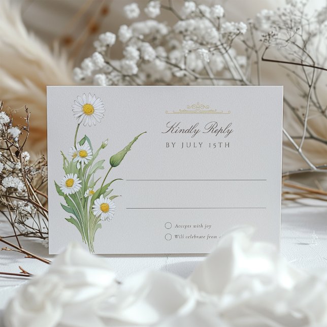 Vintage Daisies Wedding RSVP Card (Creator Uploaded)