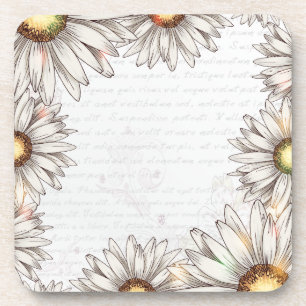 Vintage Daisies & Writing Coaster
