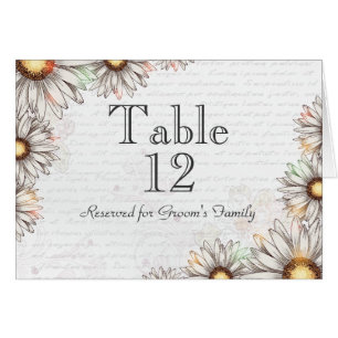 Vintage Daisies & Writing Wedding Table Number