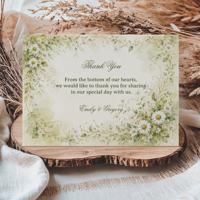 Vintage Daisy Botanical Thank You Card (Creator Uploaded)