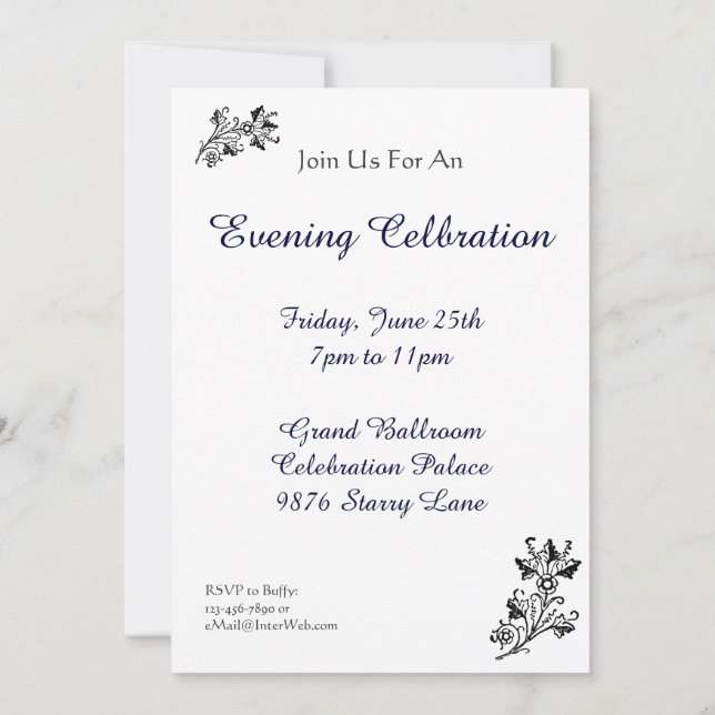 Vintage Daisy Damask Custom Party Invitation (Back)