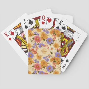 Vintage Daisy Floral Pattern (2) Playing Cards