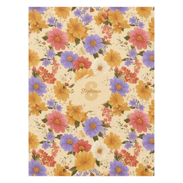 Vintage Daisy Floral Pattern (2) Tablecloth (Front)