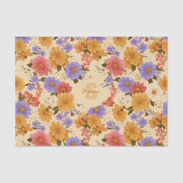 Vintage Daisy Floral Pattern (2) Tissue Paper (Front)