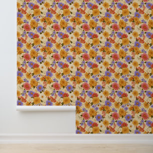 Vintage Daisy Floral Pattern (2) Wallpaper
