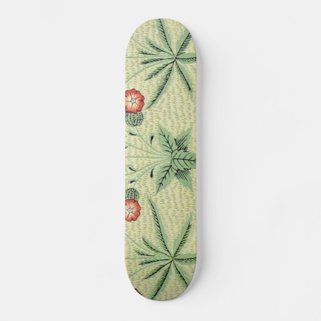 Vintage Daisy Floral Pattern Designer Wallpaper Skateboard (Front)
