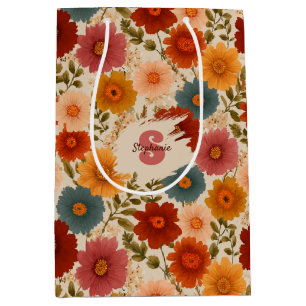 Vintage Daisy Floral Pattern Medium Gift Bag
