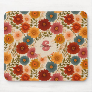 Vintage Daisy Floral Pattern Mouse Mat