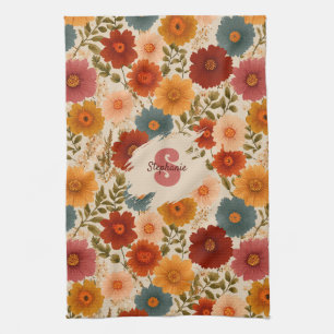 Vintage Daisy Floral Pattern Tea Towel