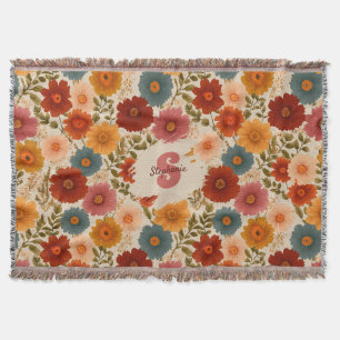 Vintage Daisy Floral Pattern Throw Blanket