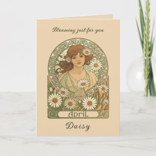 Vintage Daisy Flourish Art Nouveau Card