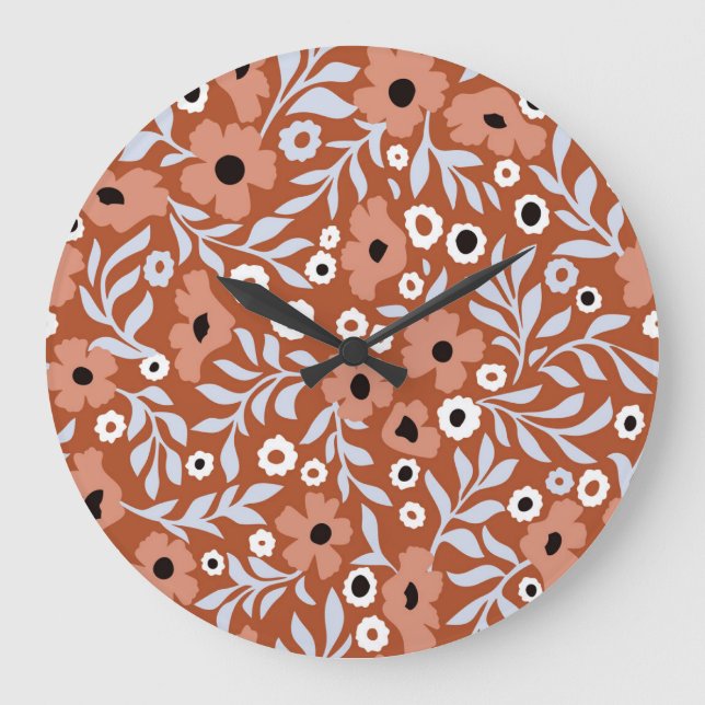 Vintage daisy flowers: abstract background. large clock (Front)