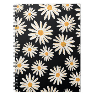 Vintage Daisy flowers seamless vintage pattern. Di Notebook