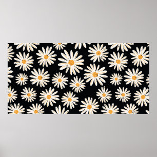 Vintage Daisy flowers seamless vintage pattern. Di Poster