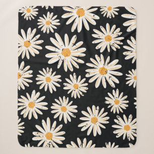 Vintage Daisy flowers seamless vintage pattern. Di Sherpa Blanket