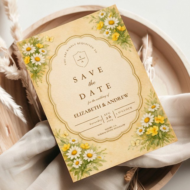 Vintage Daisy Garden Wedding Save The Date (Creator Uploaded)