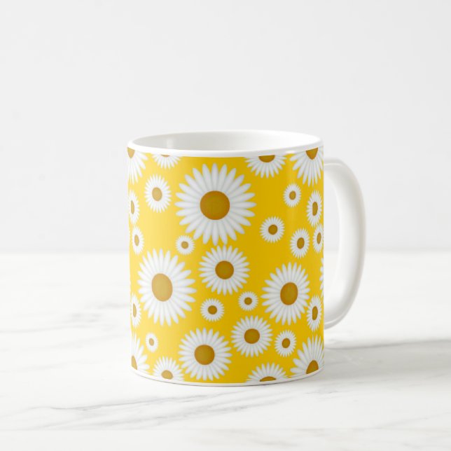 vintage daisy retro sunshine yellow mug (Front Right)