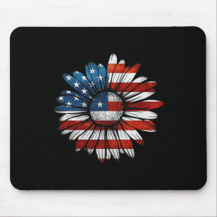 Vintage Daisy Usa American Flag 4th Of July Patrio Mouse Mat