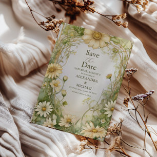 Vintage Daisy Wedding Art Nouveau Save The Date