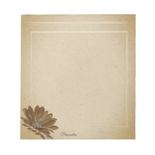 Vintage Daisy WildFlower Old Paper Personal Notepad