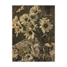 Vintage Daisy WildFlower Pattern Old Sepia Photo 