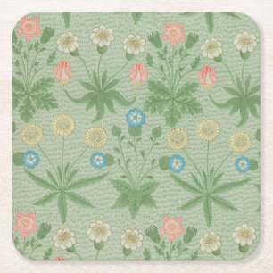 Vintage Daisy - William Morris Floral Pattern Square Paper Coaster