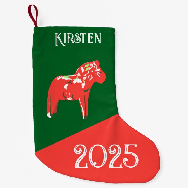 Vintage Dala Horse Small Christmas Stocking (Front)